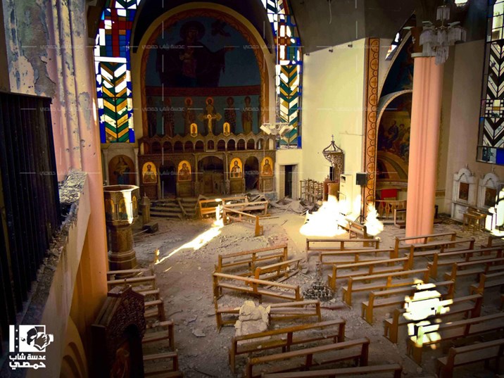 Zerstörte Kirche in Homs
